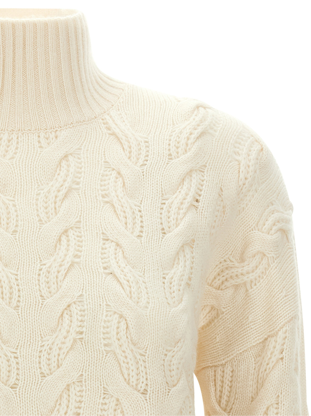 Max Mara Weiße Wollstrickjacke