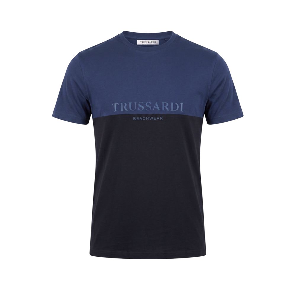 Trussardi Beachwear Blu Baumwoll-T-Shirt für Herren