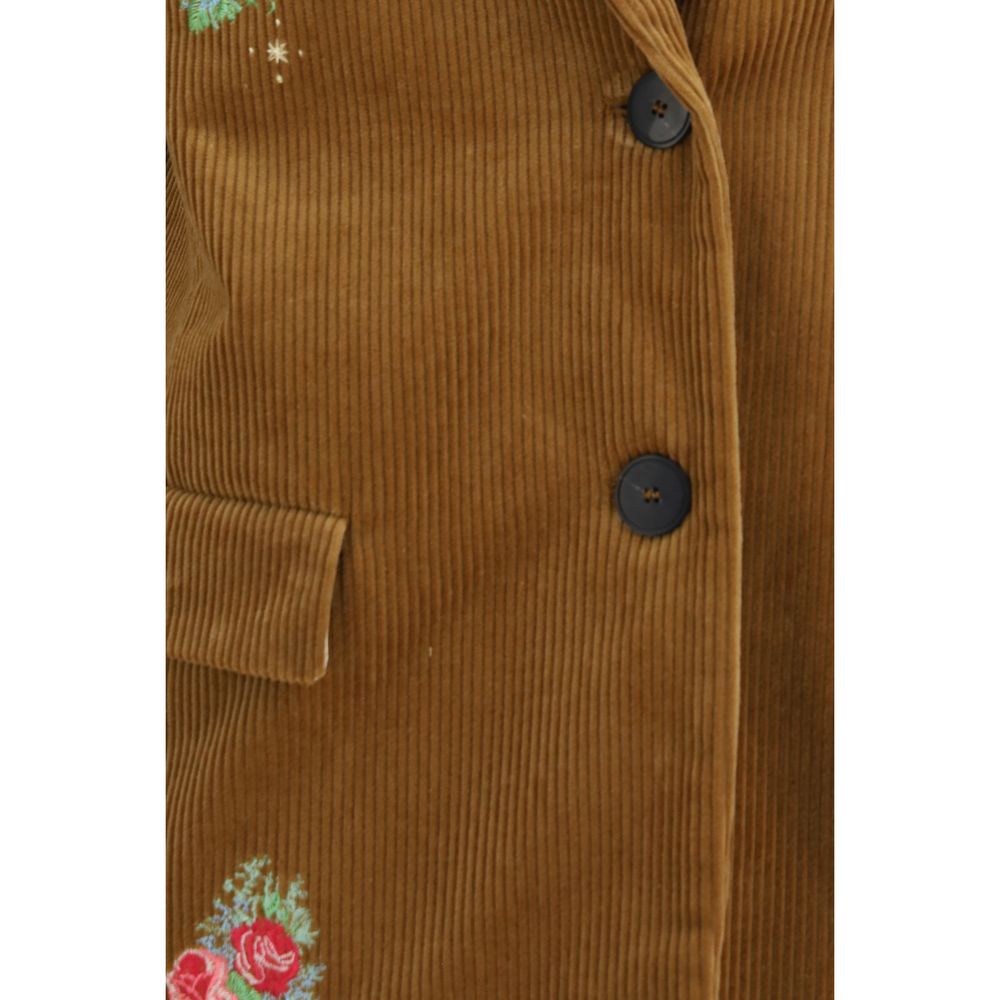 Forte_Forte Braune Baumwolljacke in voller Länge