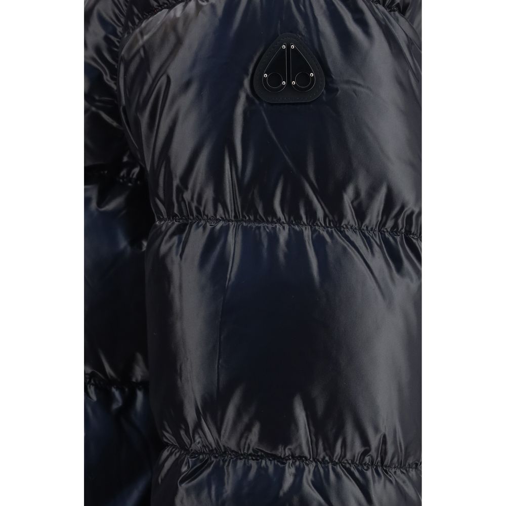 Moose Knuckles Schwarze Nylon-Jacke in voller Länge