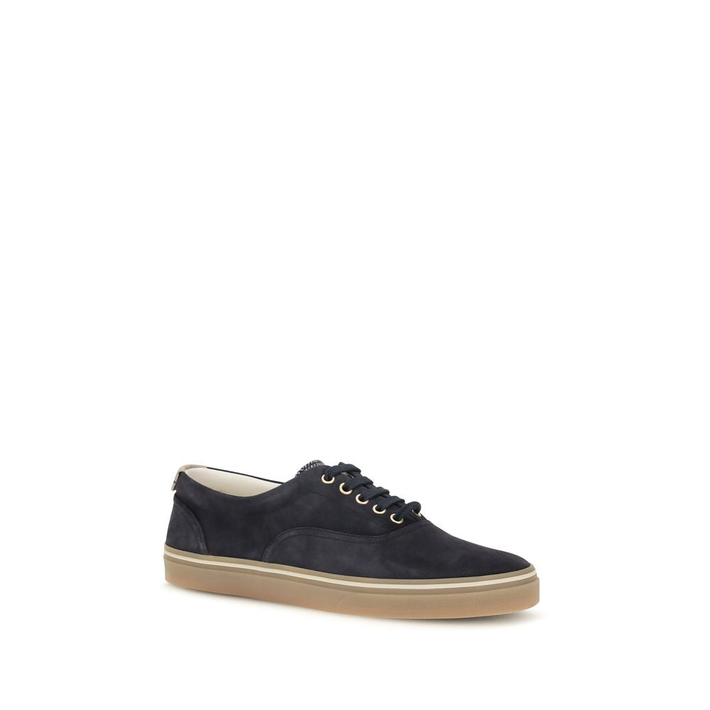 Brunello Cucinelli Blaue Wildleder-Sneaker mit niedrigem Schaft