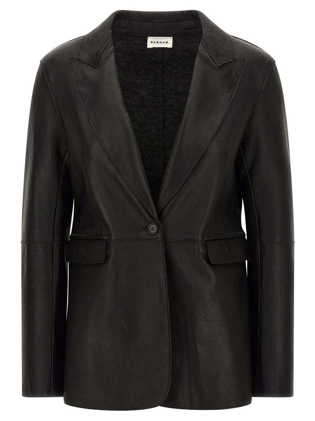 P.A.R.O.S.H. Schwarzer Blazer aus Lammleder