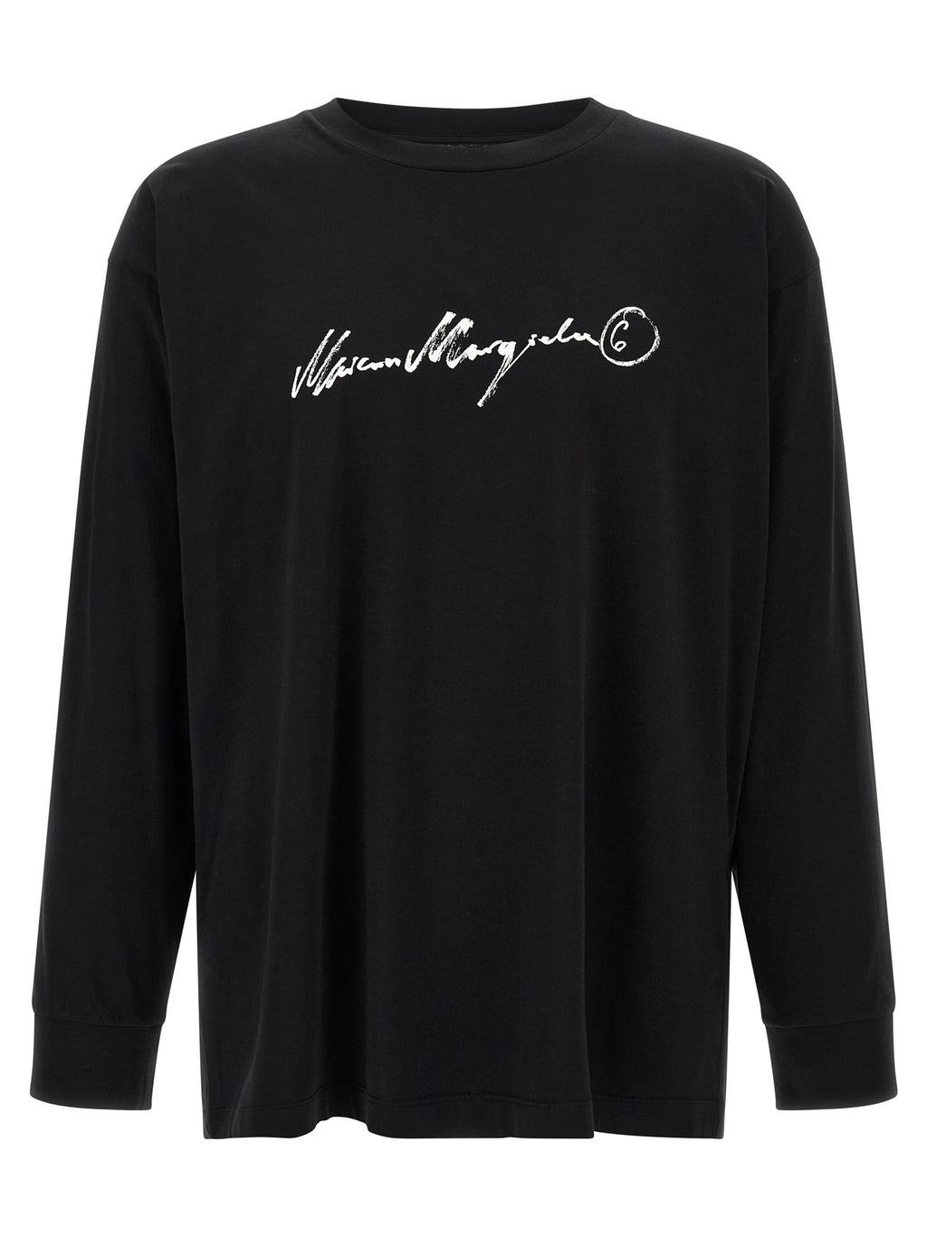 MM6 Maison Margiela Schwarzes Langarm-T-Shirt aus Baumwolle