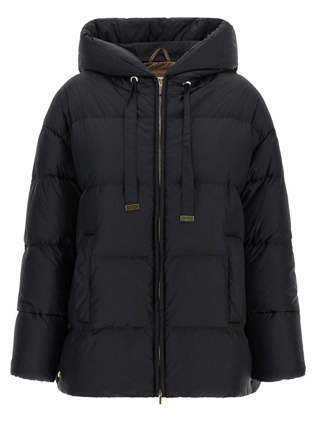 Max Mara Schwarze Polyamid-Jacke in voller Länge