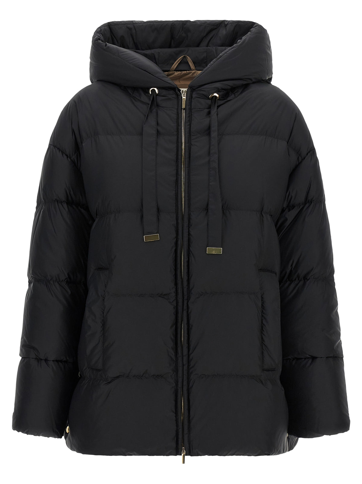 Max Mara Schwarze Polyamid-Jacke in voller Länge