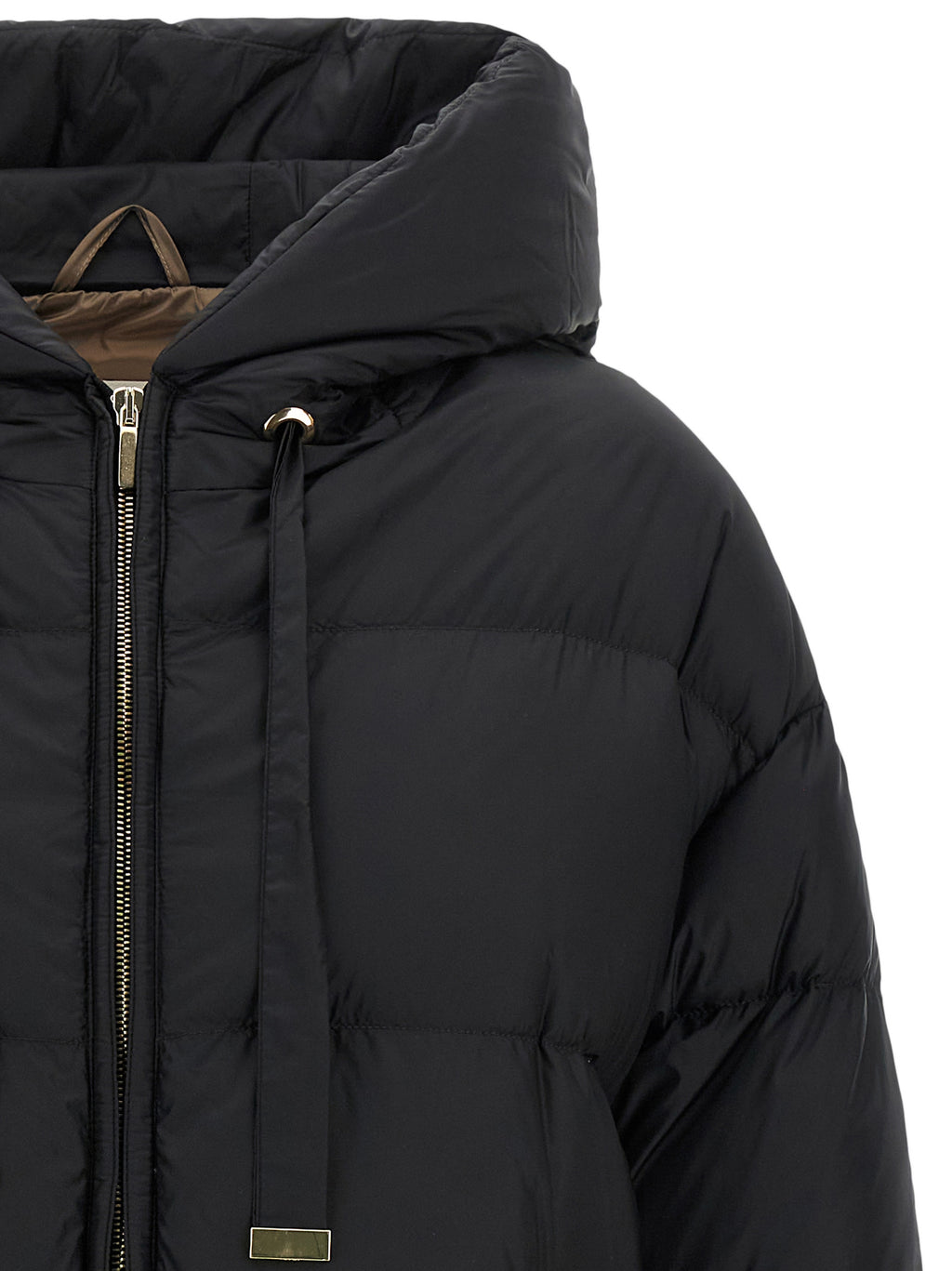 Max Mara Schwarze Polyamid-Jacke in voller Länge