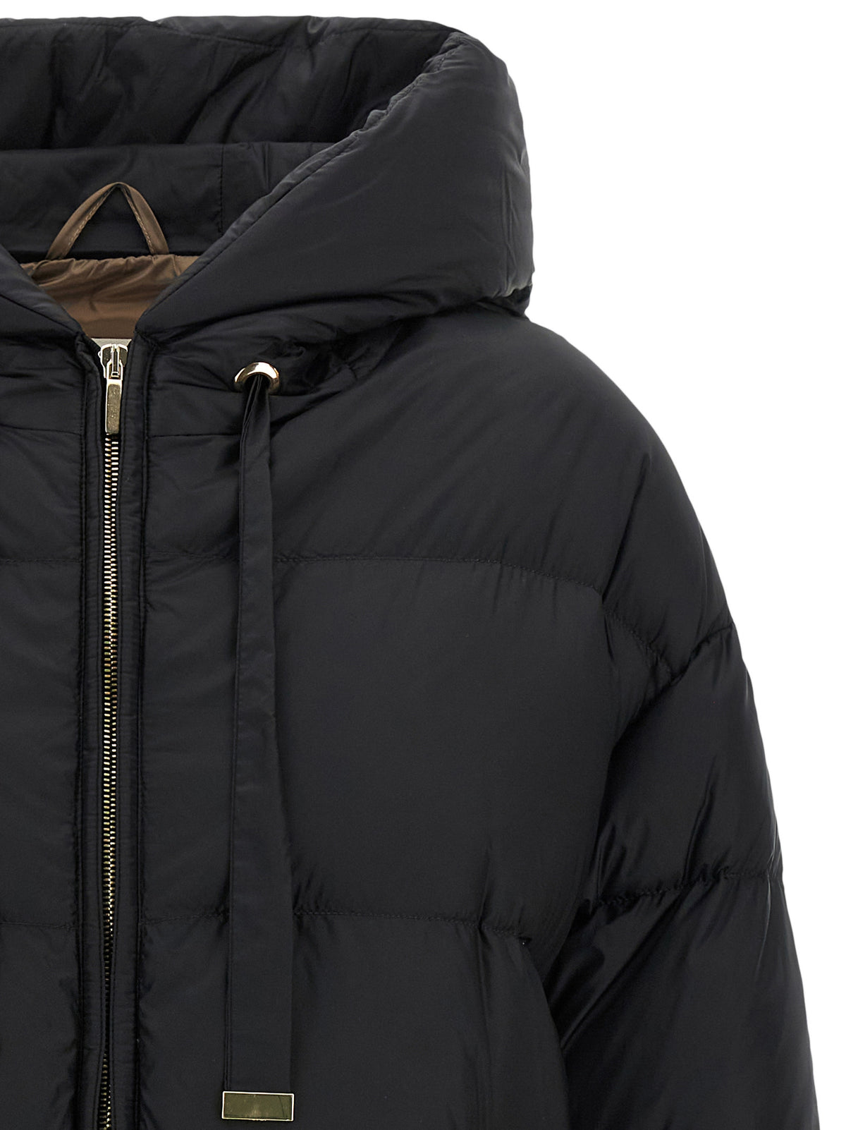 Max Mara Schwarze Polyamid-Jacke in voller Länge