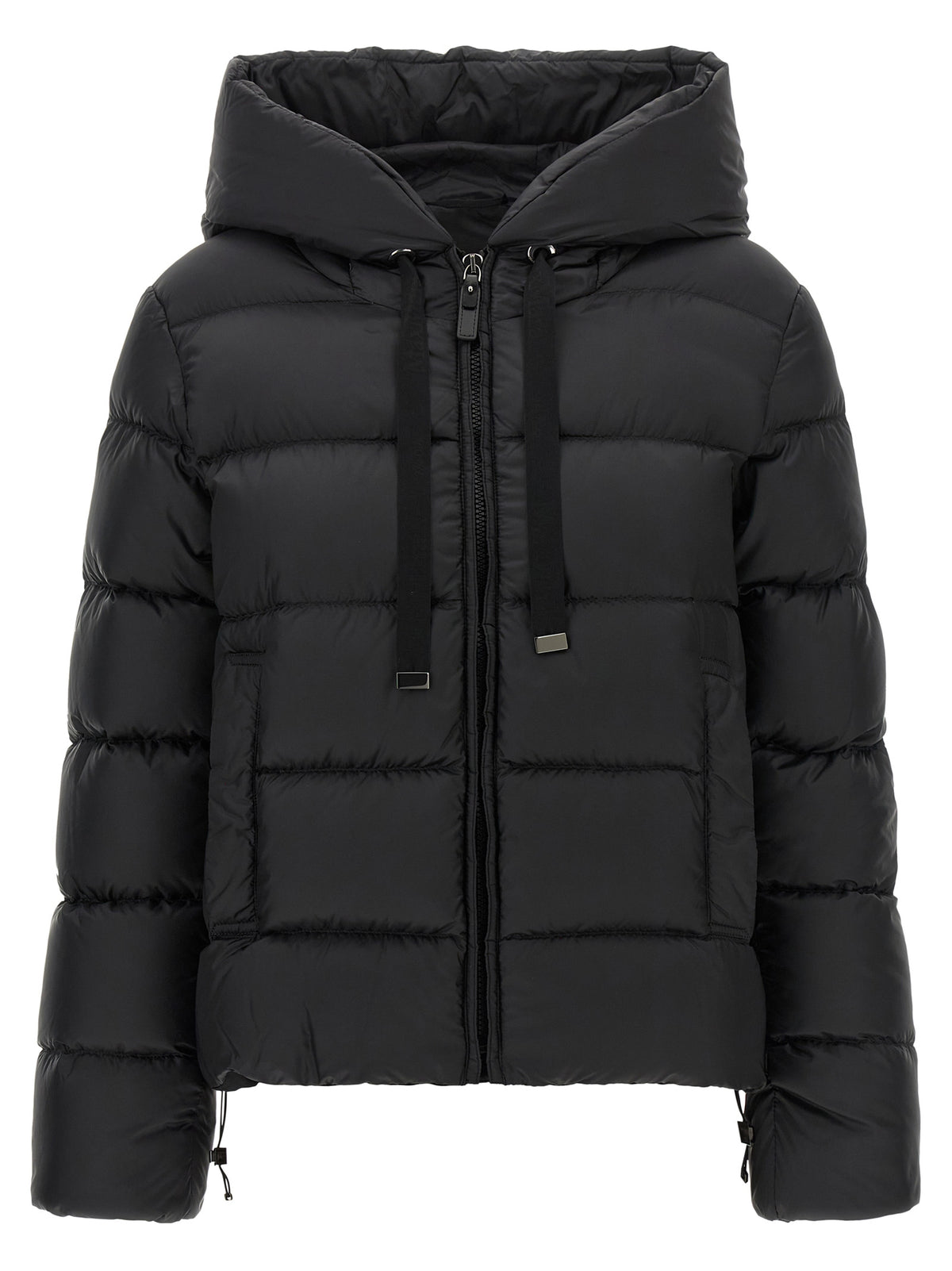 Max Mara Schwarze Polyester-Jacke in voller Länge