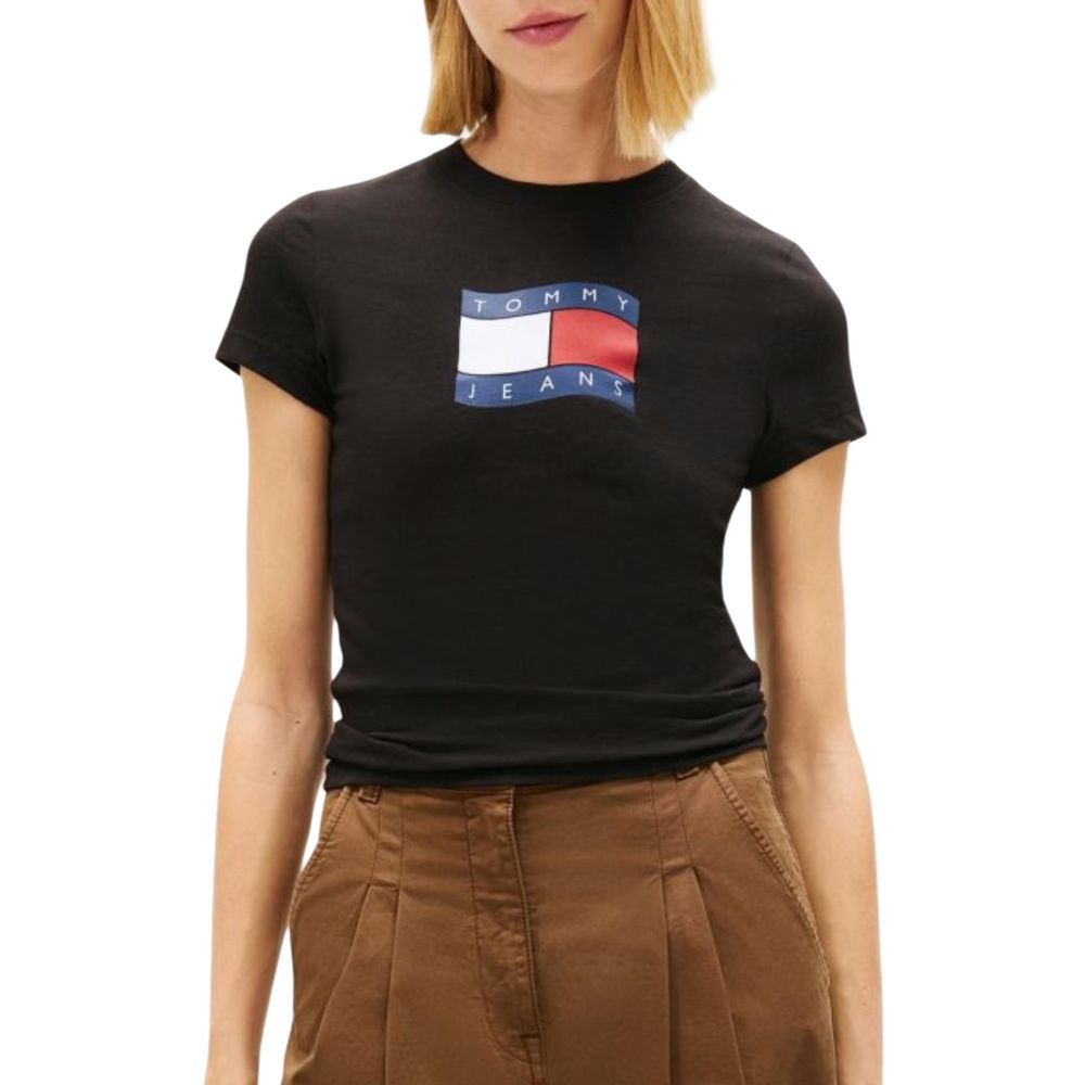 Tommy Hilfiger Jeans Schwarzes T-Shirt aus recycelter Baumwolle