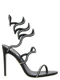 RENE CAOVILLA Schwarze Stiletto-Sandalen aus Satin