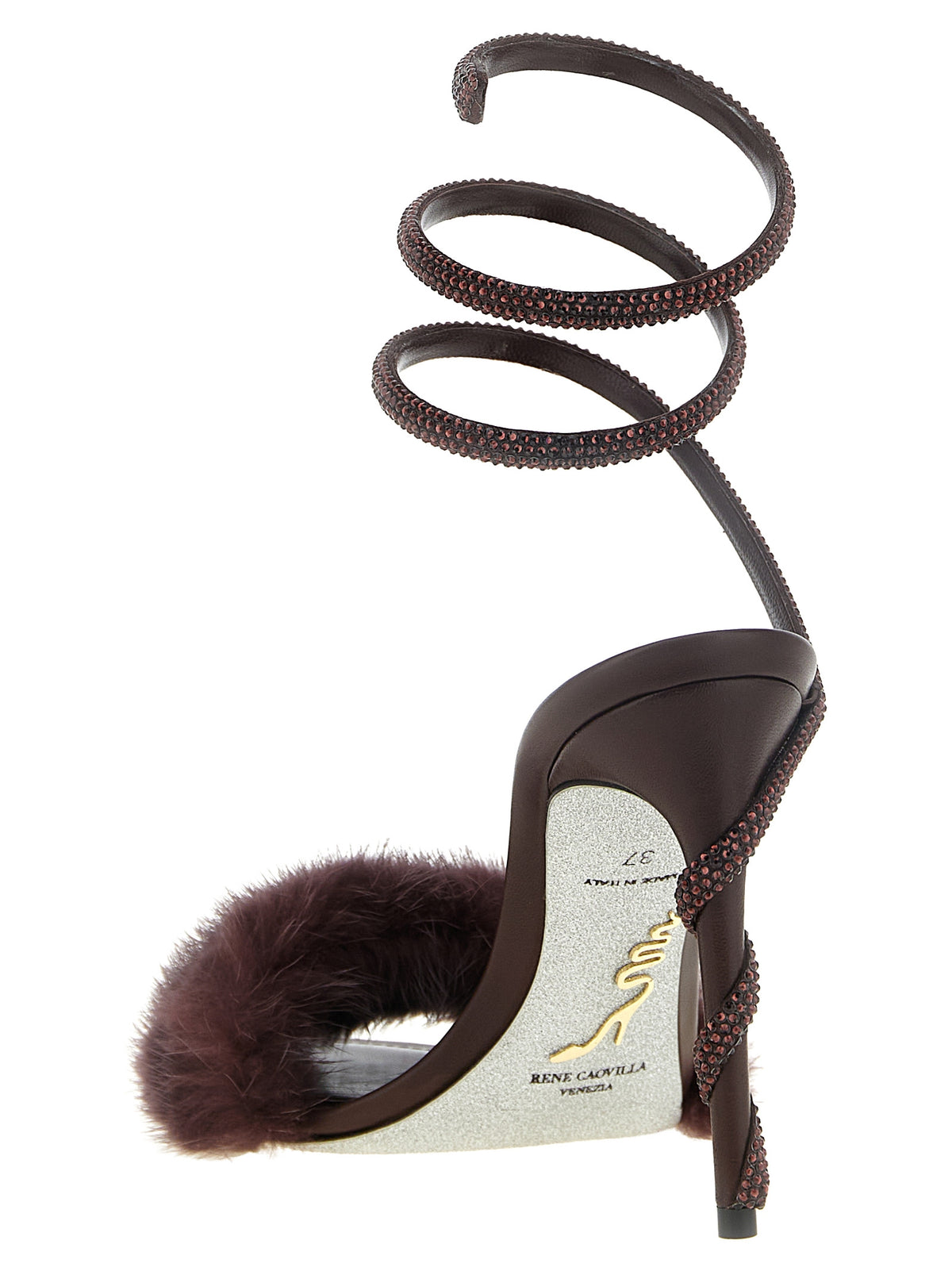 RENE CAOVILLA Bordeaux Viskose Stiletto-Sandalen