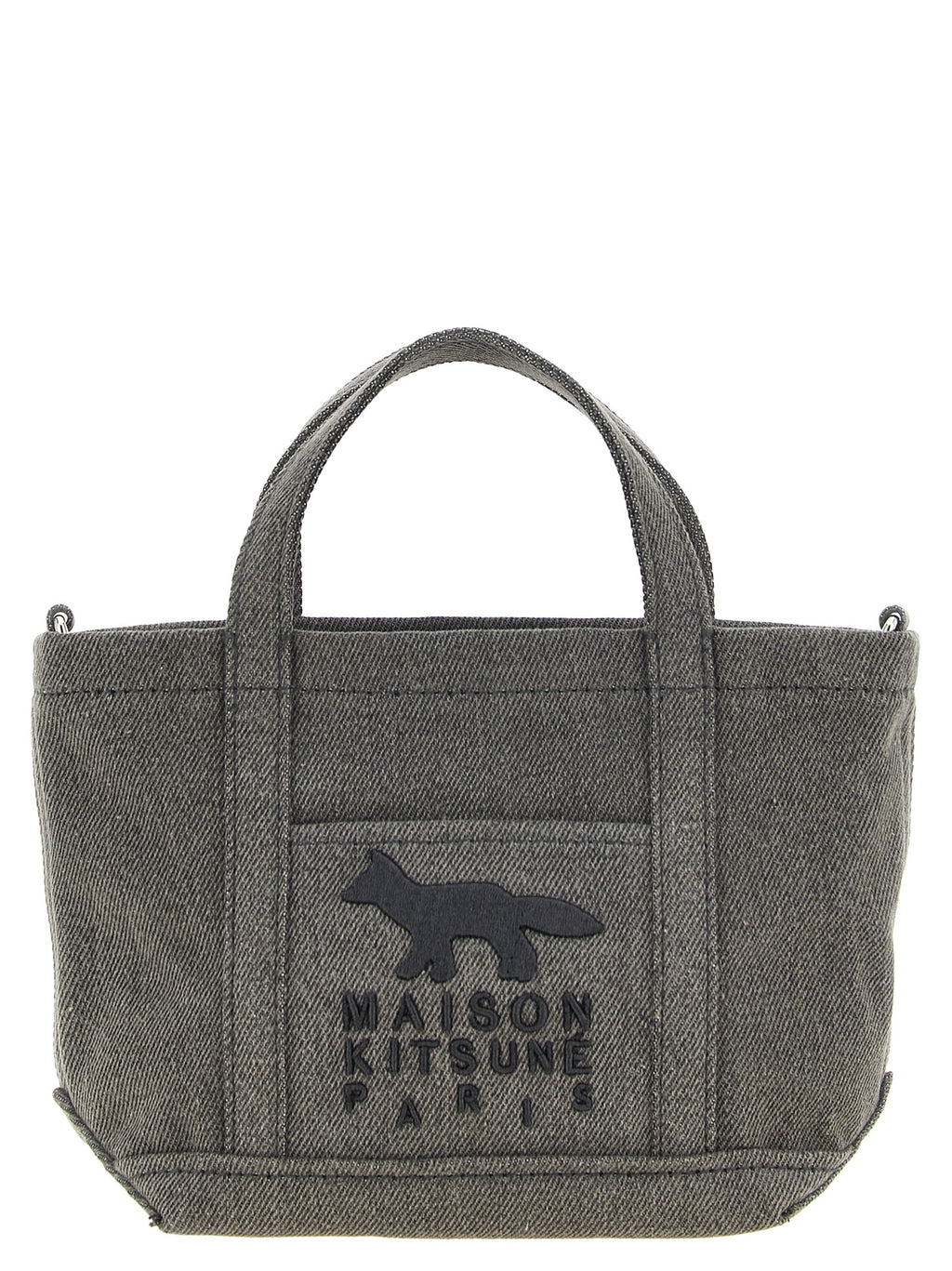 Maison Kitsuné Tote Tasche aus grauer Baumwolle