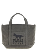 Maison Kitsuné Tote Tasche aus grauer Baumwolle