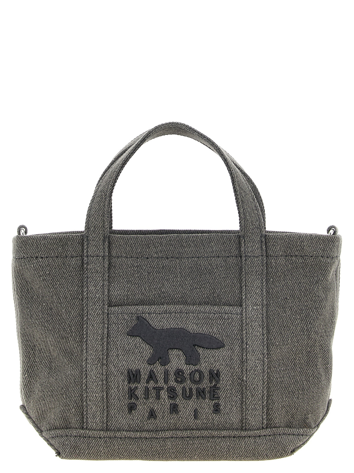 Maison Kitsuné Tote Tasche aus grauer Baumwolle