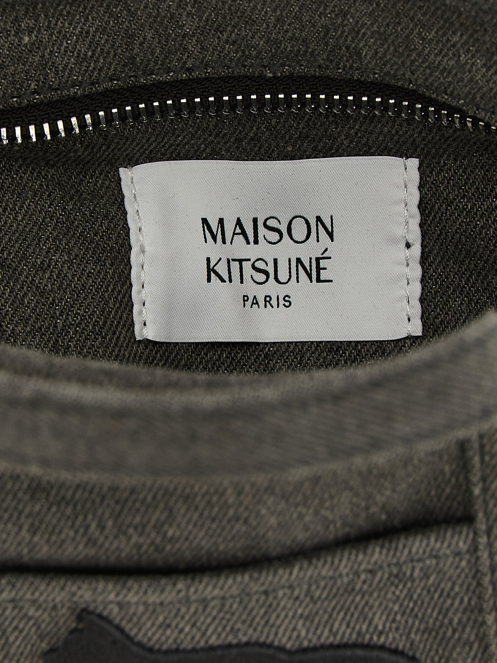 Maison Kitsuné Tote Tasche aus grauer Baumwolle