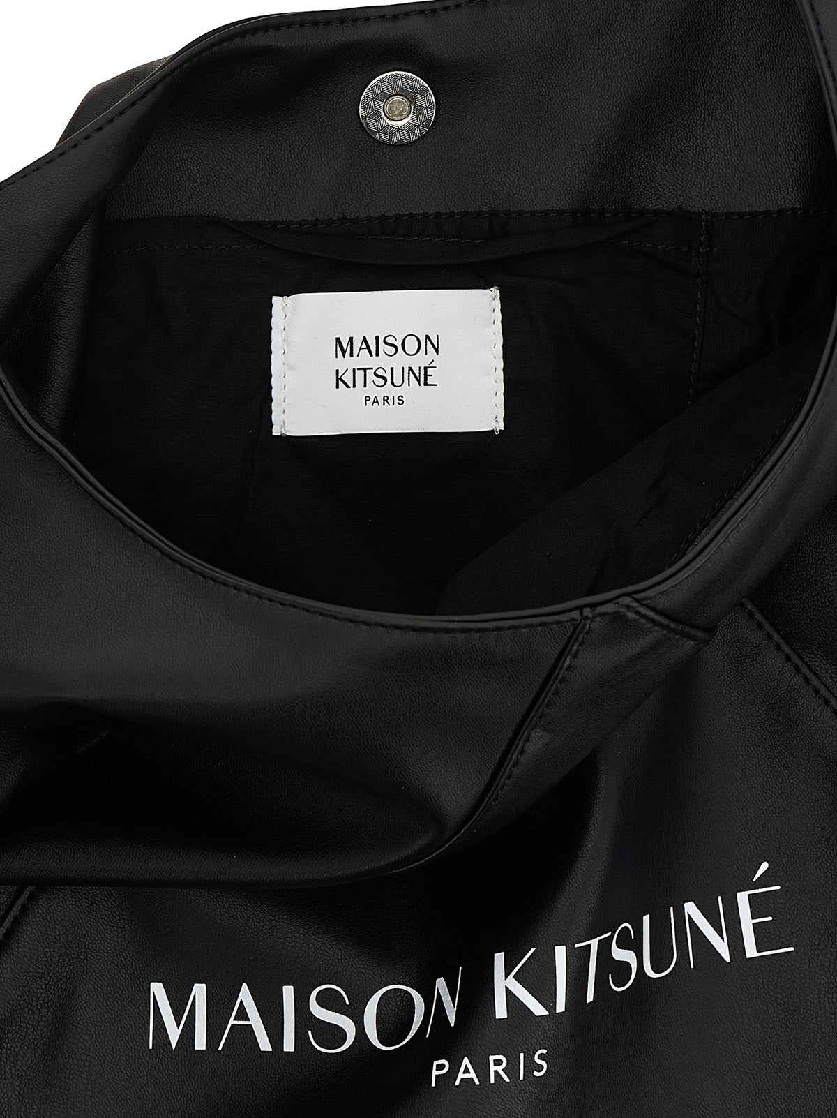 Maison Kitsuné Schwarze Schultertasche aus Polyethylen