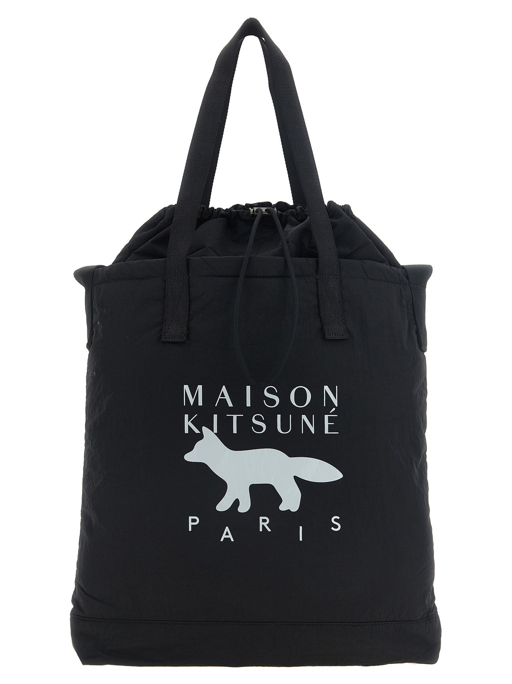 Maison Kitsuné Schwarze Nylon-Tragetasche