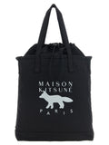 Maison Kitsuné Schwarze Nylon-Tragetasche