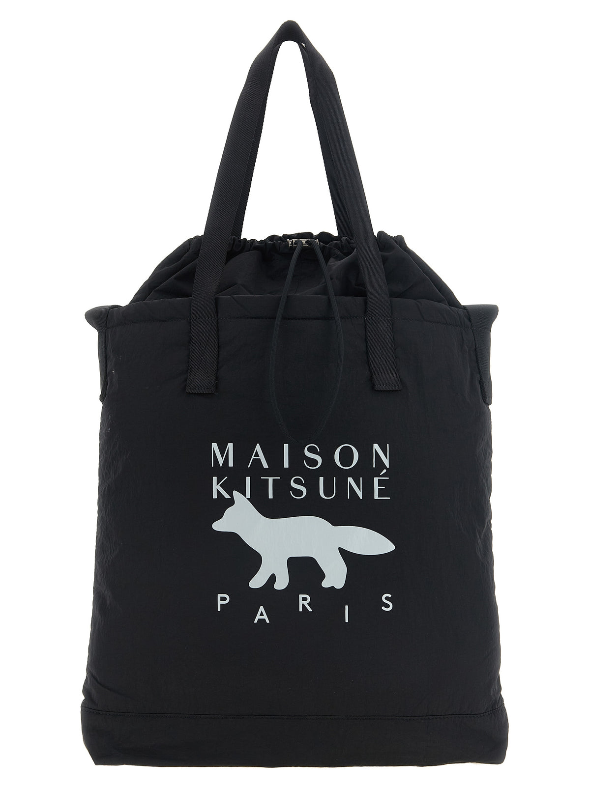 Maison Kitsuné Schwarze Nylon-Tragetasche