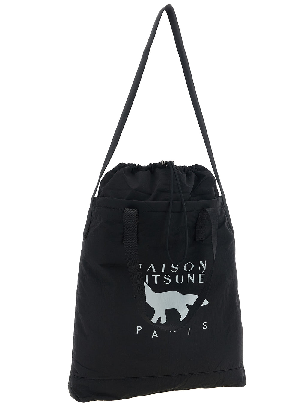 Maison Kitsuné Schwarze Nylon-Tragetasche