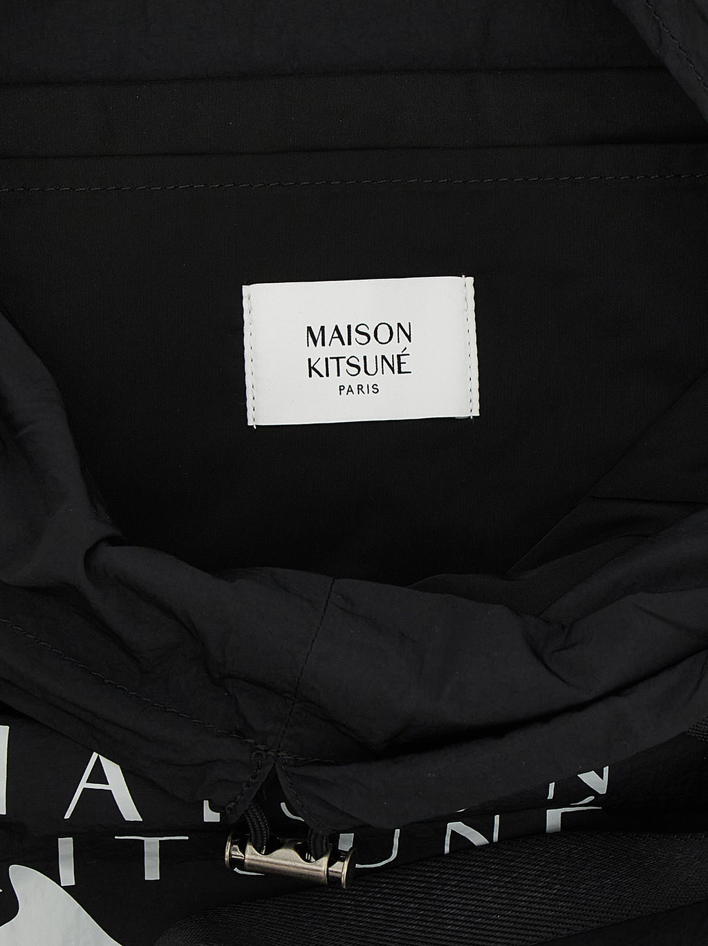 Maison Kitsuné Schwarze Nylon-Tragetasche