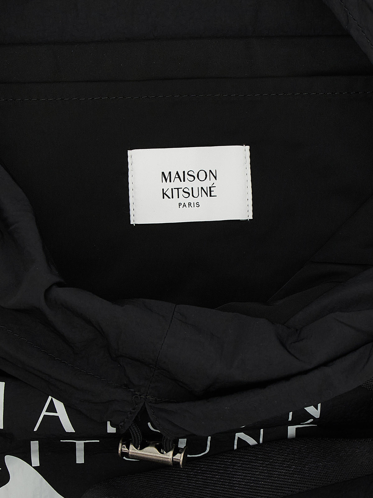Maison Kitsuné Schwarze Nylon-Tragetasche
