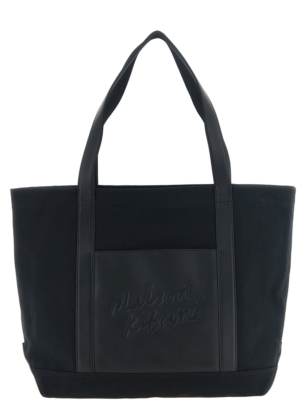 Maison Kitsuné Schwarze Baumwolltasche