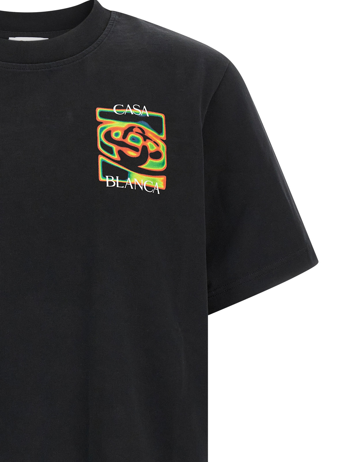 Casablanca Schwarzes Bio-Baumwoll-T-Shirt