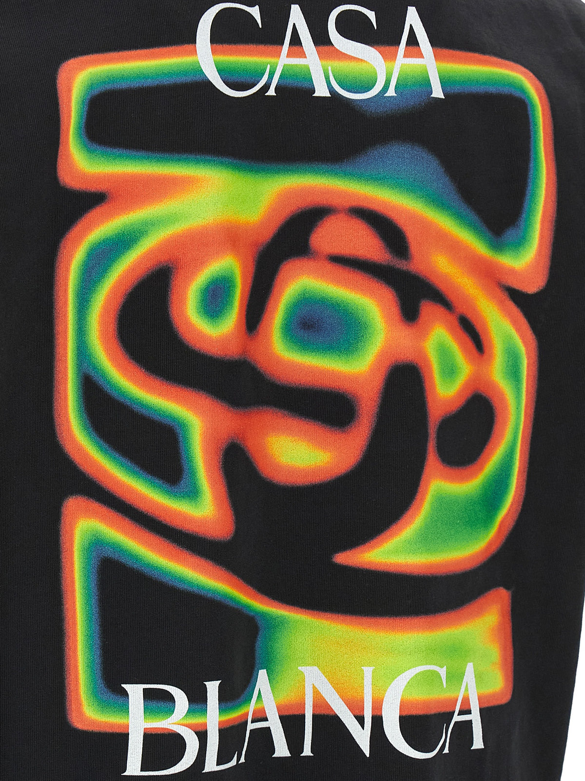 Casablanca Schwarzes Bio-Baumwoll-T-Shirt