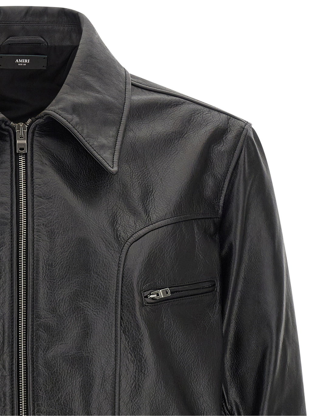 Amiri Schwarze Lederjacke aus Kalbsleder