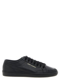 Saint Laurent Schwarze Kalbsleder Low-Top-Sneaker