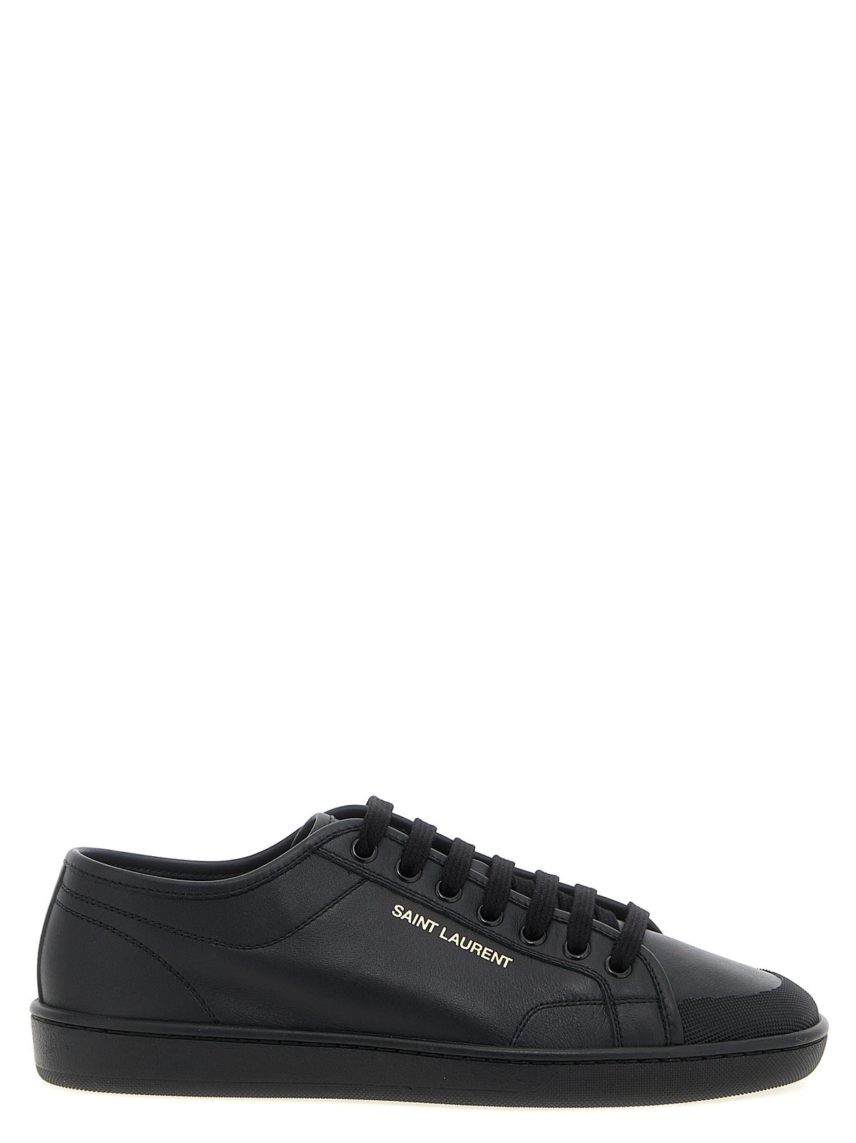 Saint Laurent Schwarze Kalbsleder Low-Top-Sneaker