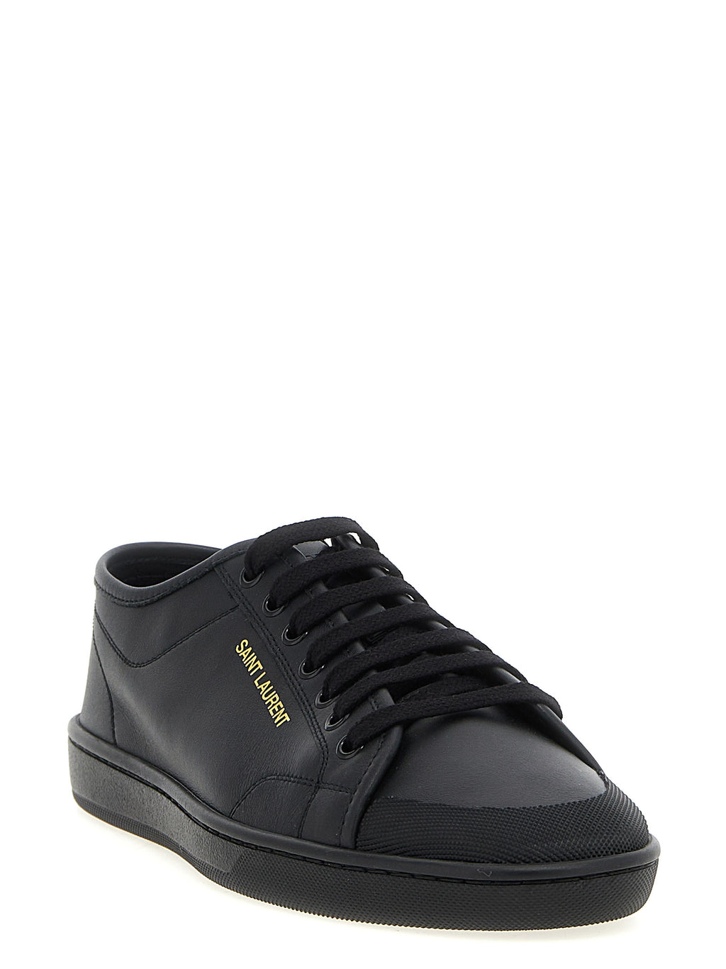 Saint Laurent Schwarze Kalbsleder Low-Top-Sneaker