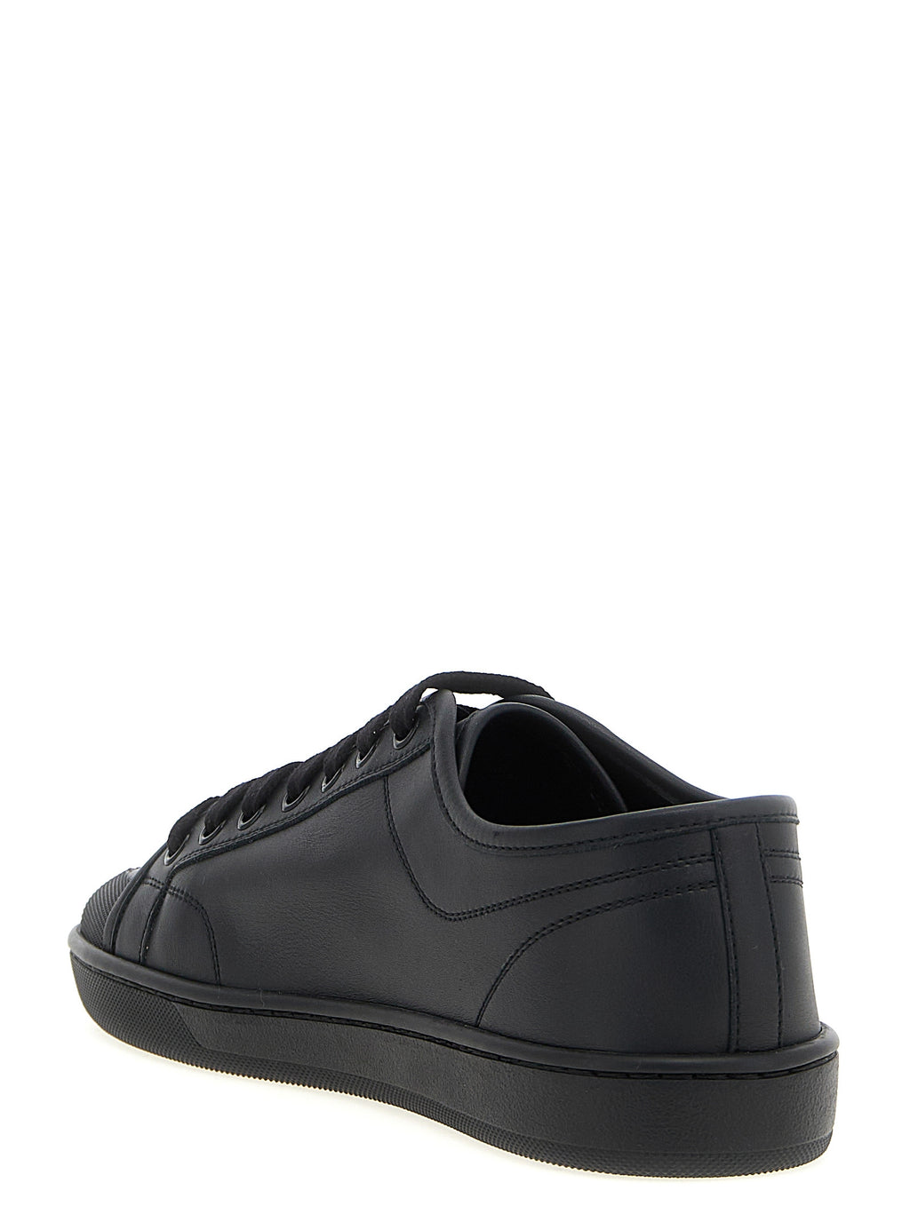 Saint Laurent Schwarze Kalbsleder Low-Top-Sneaker