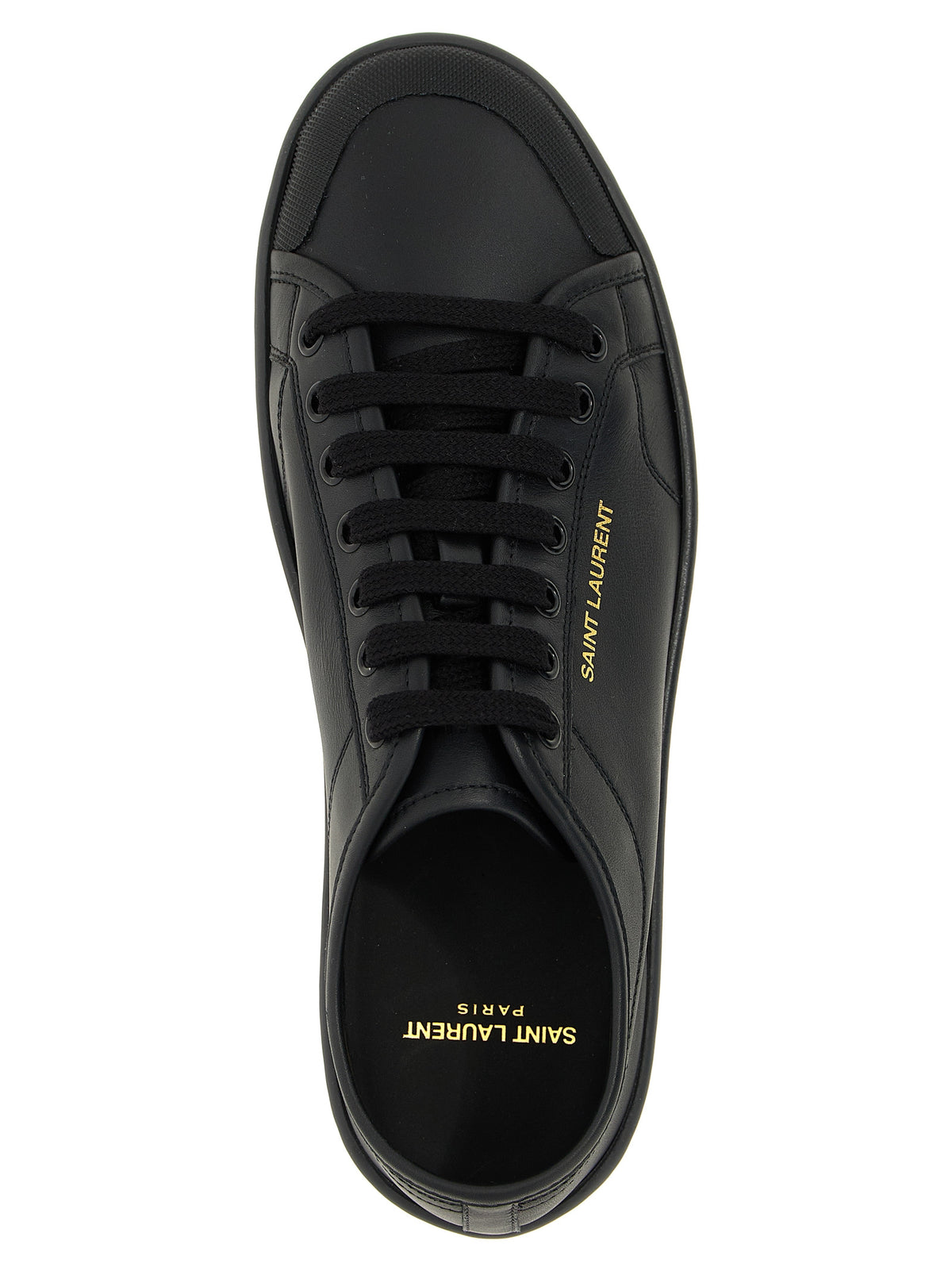 Saint Laurent Schwarze Kalbsleder Low-Top-Sneaker
