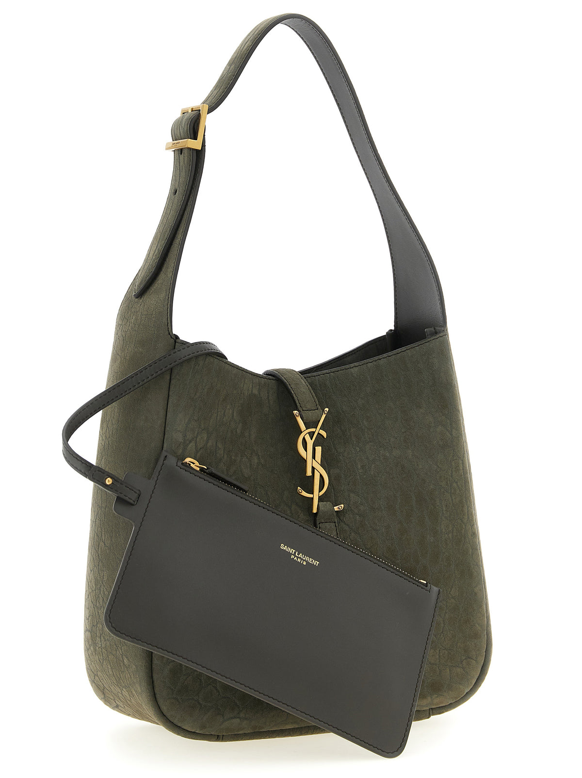 Saint Laurent Graue Lammleder-Schultertasche