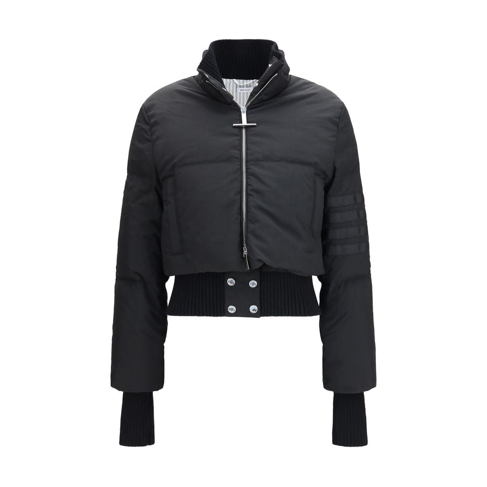 Thom Browne Schwarze Polyamid-Jacke in voller Länge
