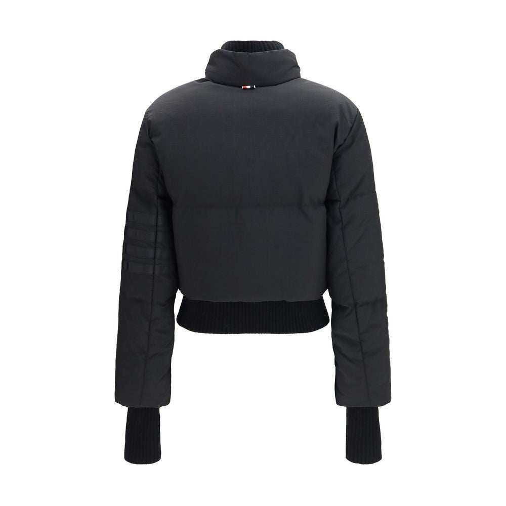 Thom Browne Schwarze Polyamid-Jacke in voller Länge