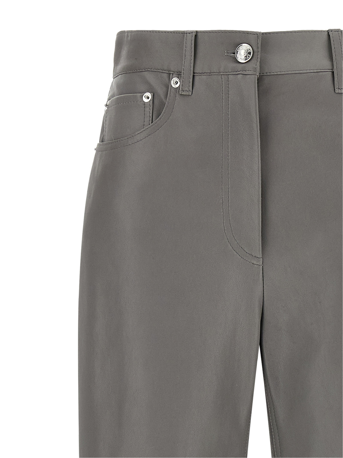 Sportmax Graue Lammleder-Freizeithose