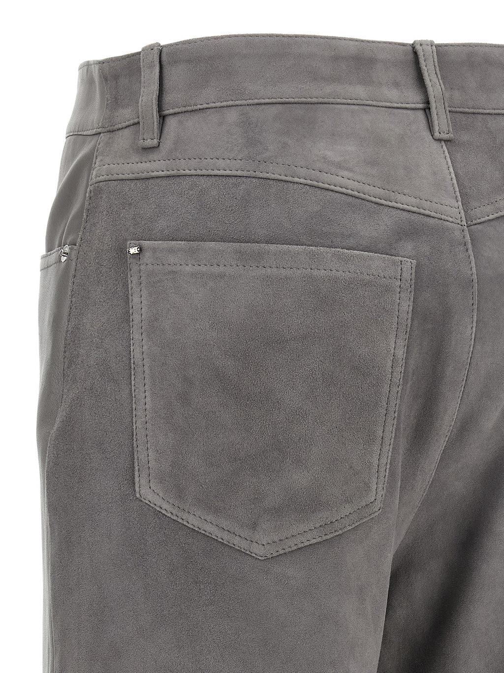 Sportmax Graue Lammleder-Freizeithose