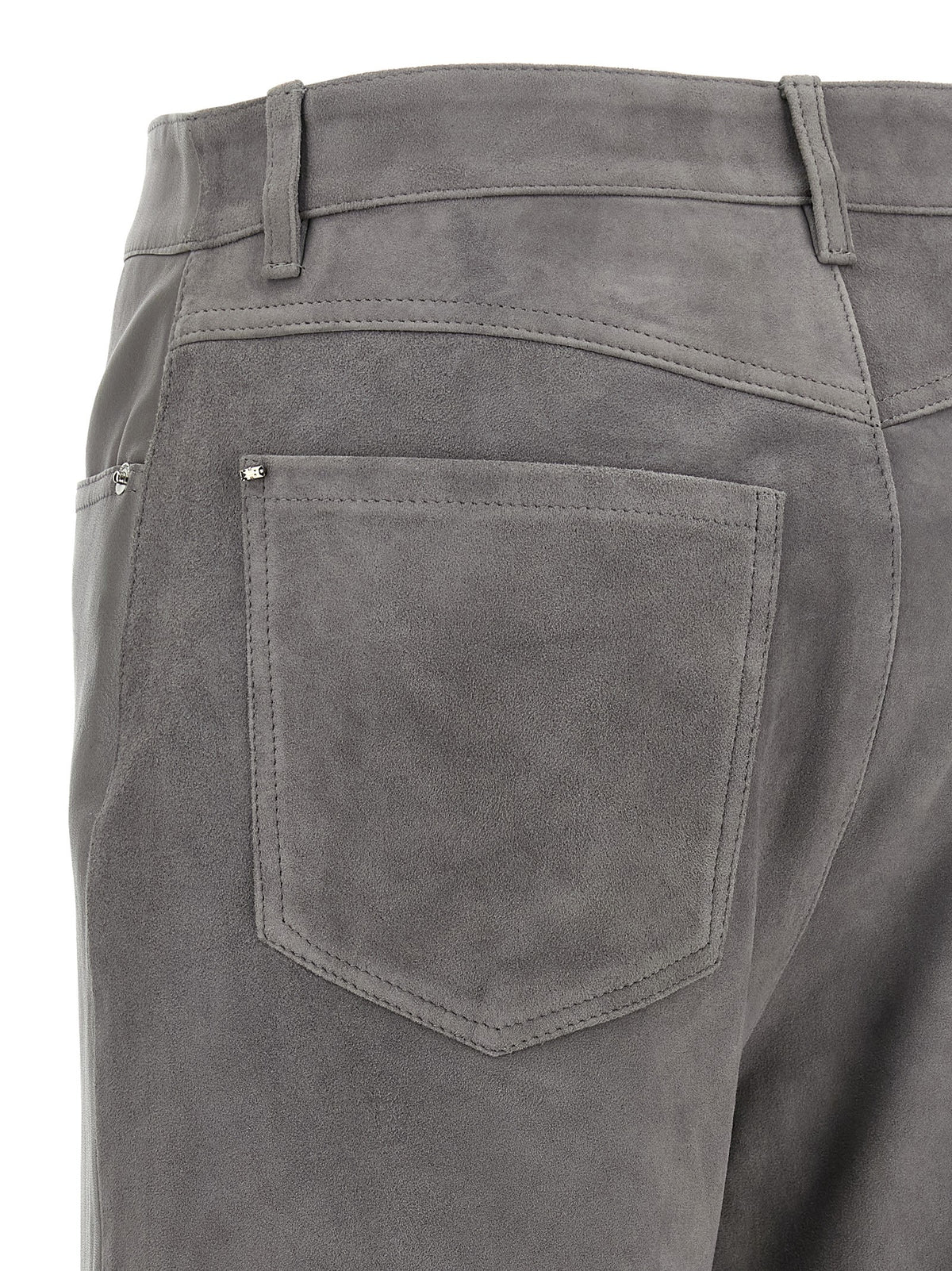 Sportmax Graue Lammleder-Freizeithose