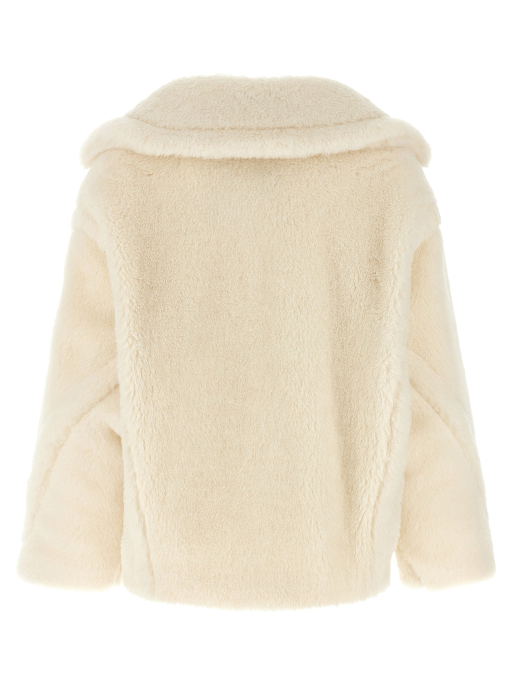 Max Mara Weißer Mantel aus Alpaka und Leder