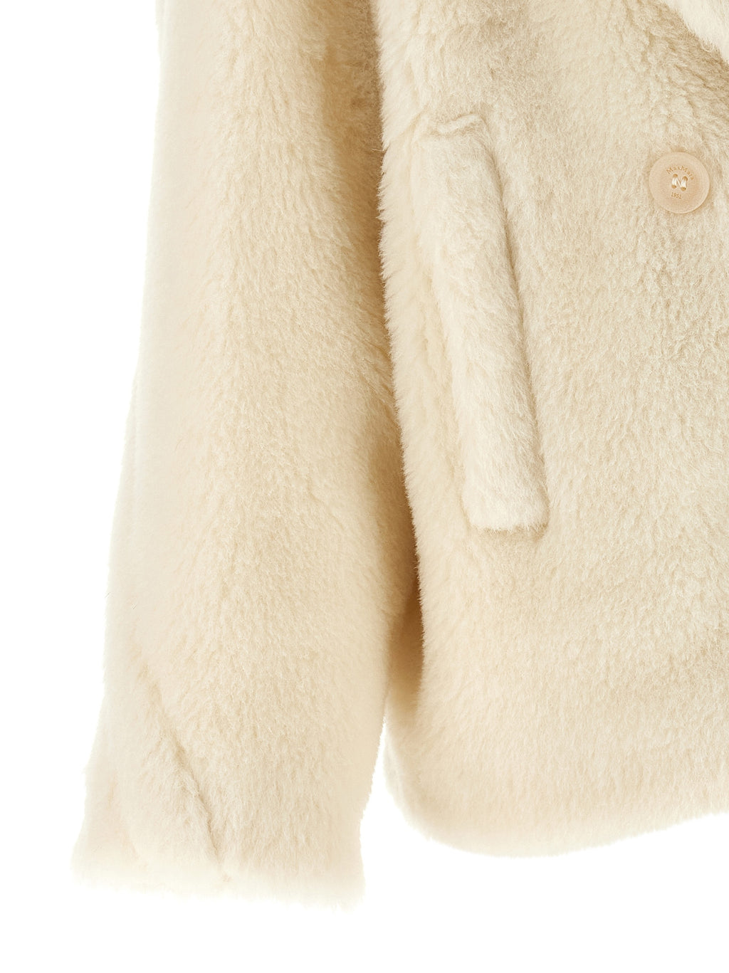 Max Mara Weißer Mantel aus Alpaka und Leder