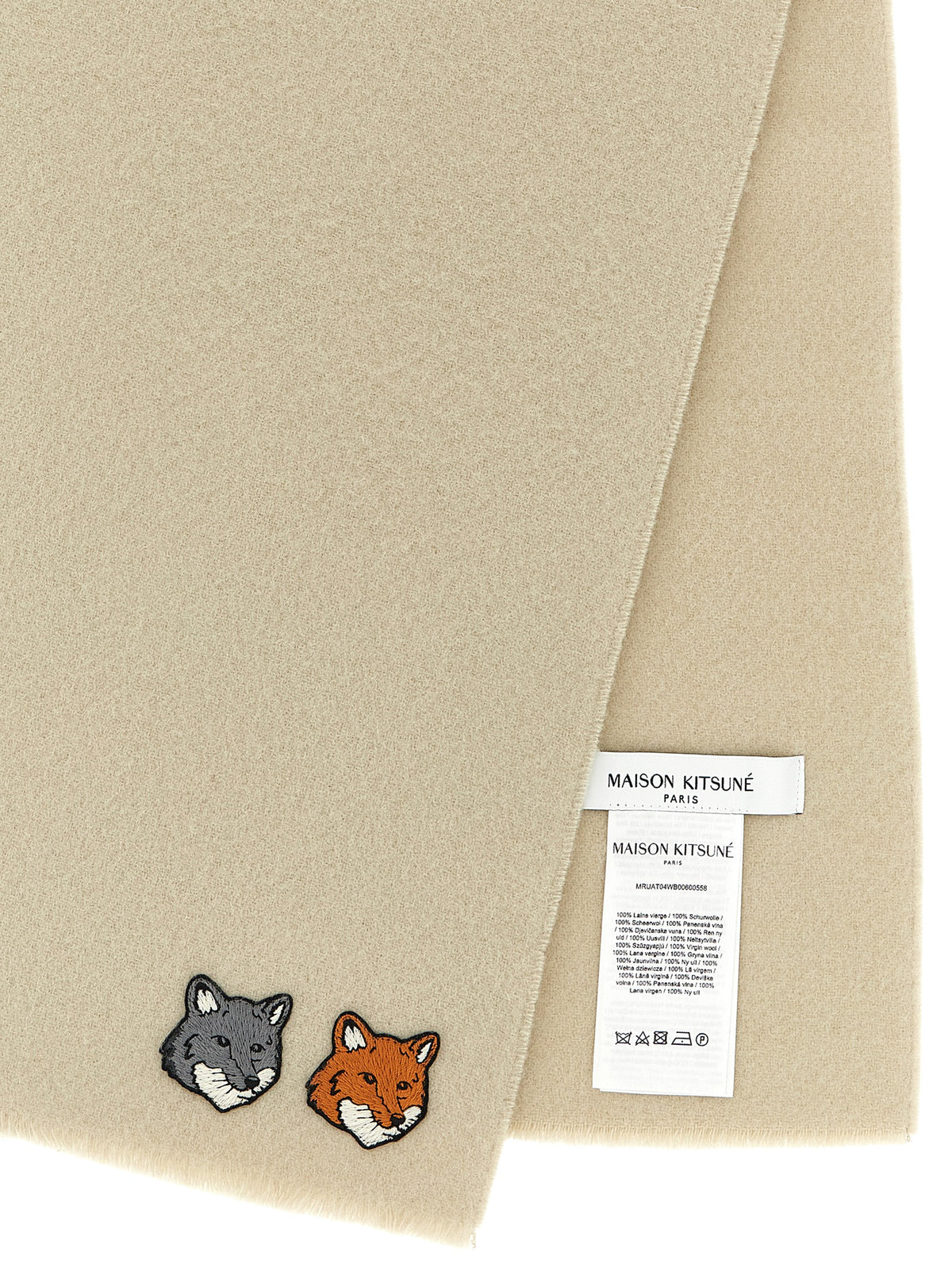 Maison Kitsuné Schal aus weißer Schurwolle