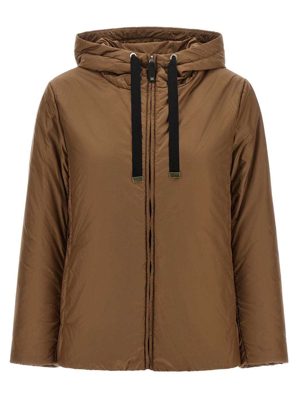 Max Mara Braune Polyester-Jacke in voller Länge