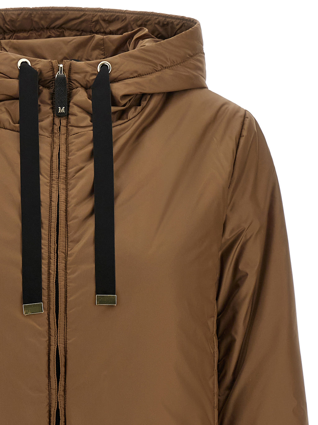 Max Mara Braune Polyester-Jacke in voller Länge