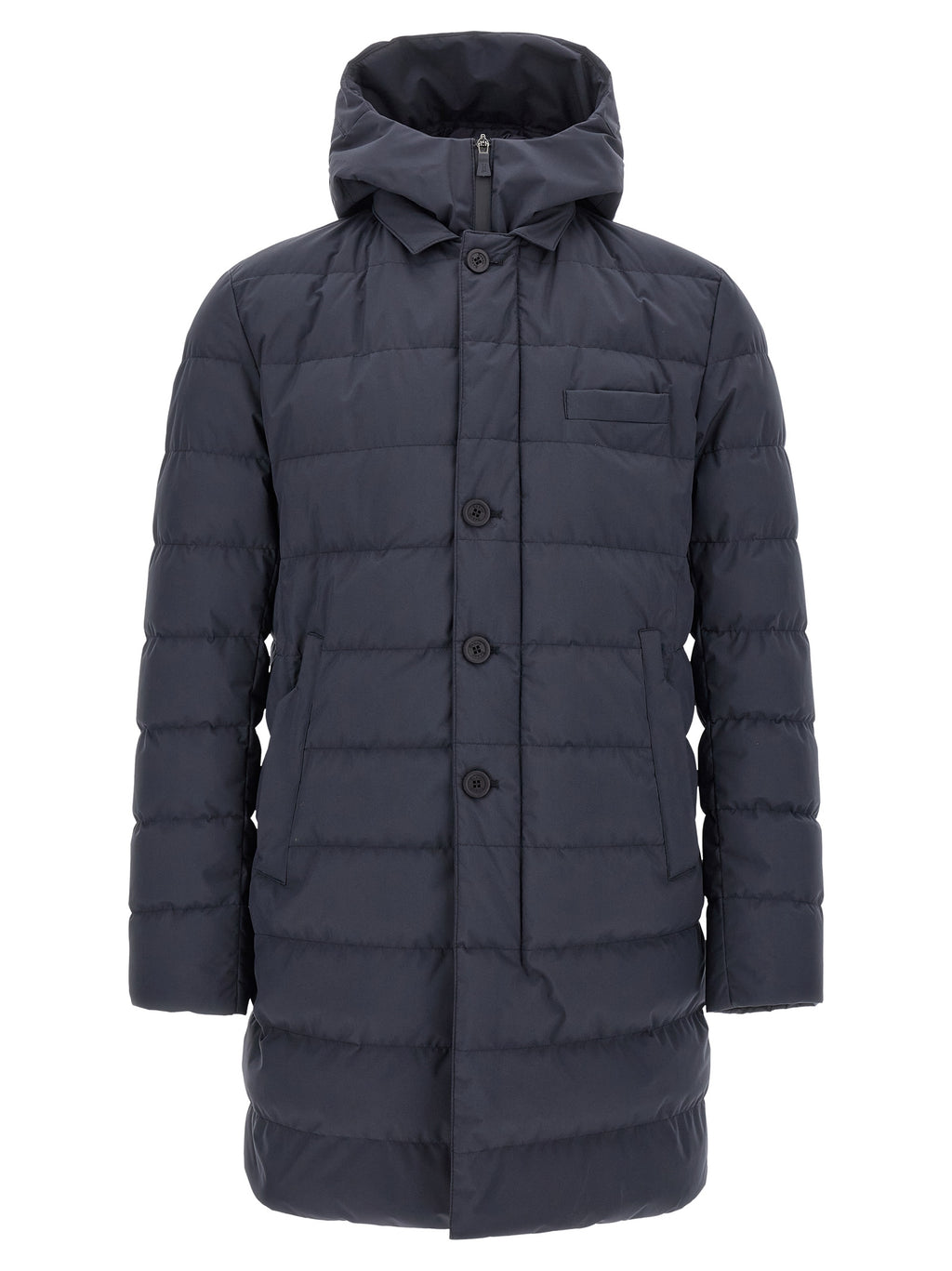 Herno Blaue Polyester-Jacke in voller Länge
