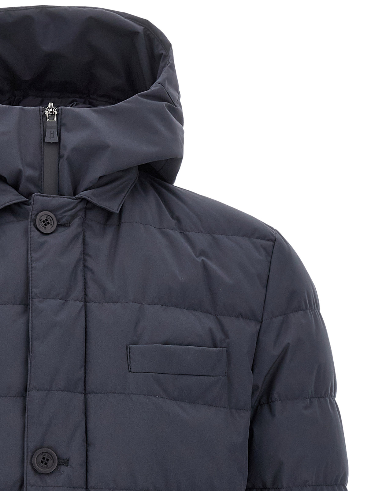Herno Blaue Polyester-Jacke in voller Länge