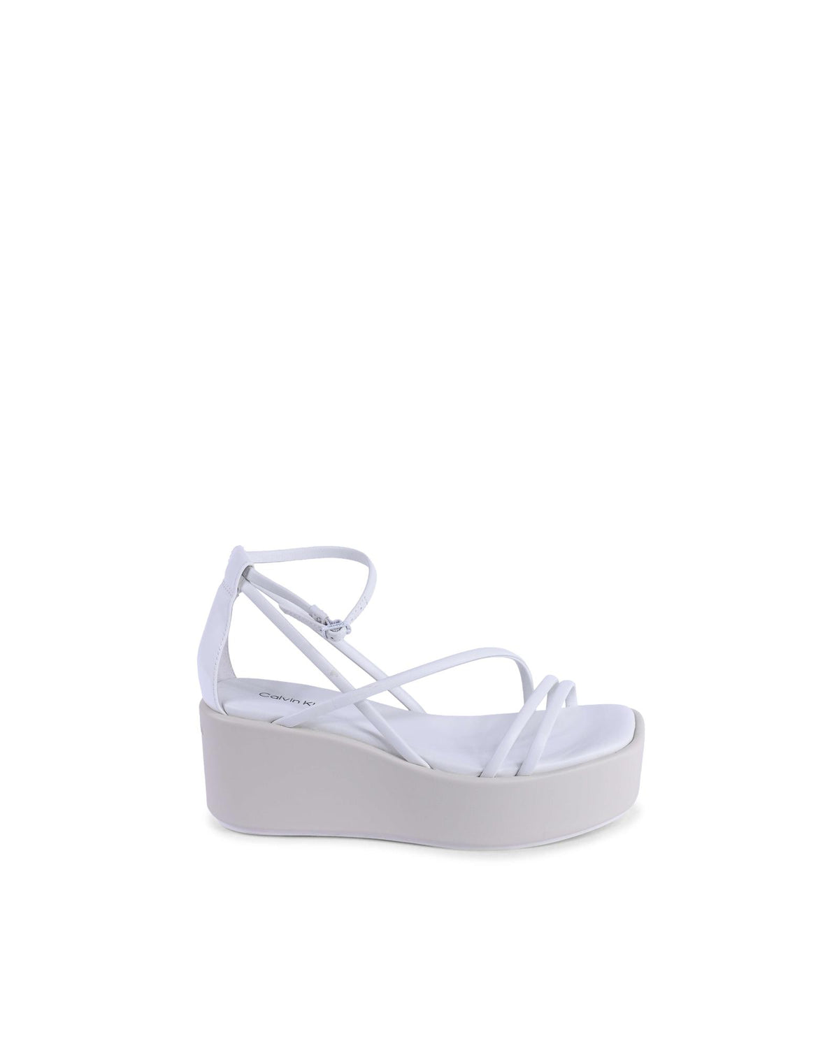 Calvin Klein Weiße Leder-Plateau-Sandalen