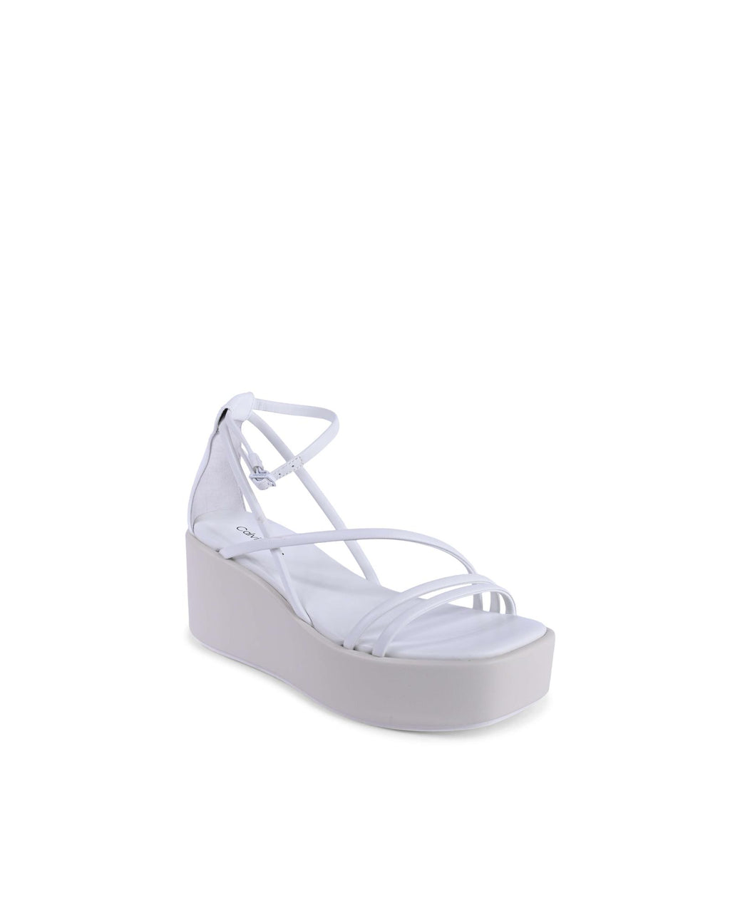 Calvin Klein Weiße Leder-Plateau-Sandalen
